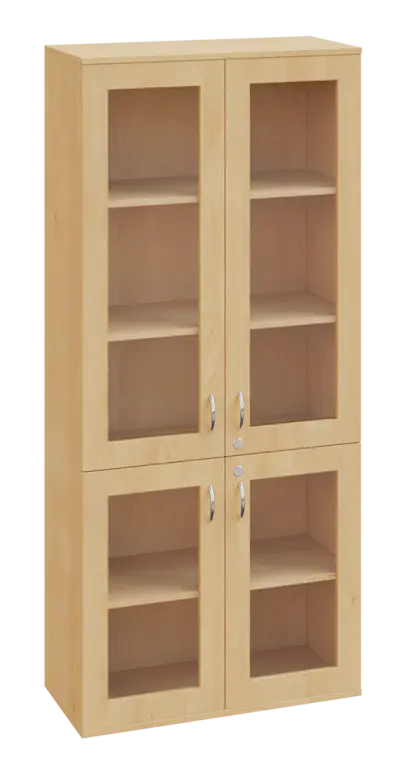 SPO 33 skříň 4-dveřová/ sklo lamino - javor horský